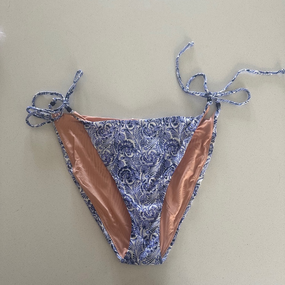 J.Crew XXL Bikini Bottoms - Blue Paisley Print Tie-Side (NWT)